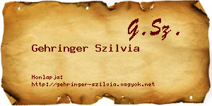 Gehringer Szilvia névjegykártya